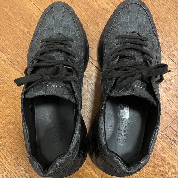 Gucci Black Rython Monogram Sneakers - Picture 6 of 6